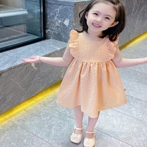 여름 여아 아동 치마 체크 민소매 원피스 공주 치마ERTXIALIANYIQUN035