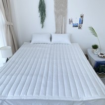 레이어드홈 여름 스노우리플 킹 슈퍼 라지킹 침대 패드 카펫 깔개 먼지없는 고정밴드 논슬립 패드 침대카페트, 화이트