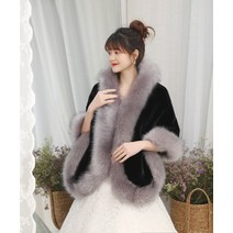 여성 겨울 신부웨딩 인조 여우털 모피 숄 망토 드레스 한복 롱 케이프 4 칼라