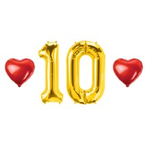 10 숫자 하트 풍선 세트, 02.골드 10