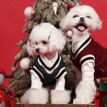 도그월드 강아지옷 크리스마스 안감기모 니트 조끼 XS-5XL, 니트 조끼 베이지