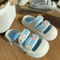 발편한 푹신한 슬리퍼 Sanrio-헬로 키티 신발 Y2k 여아 여름 귀여운 샌들 만화 디자인 여성 플랫 야외 비치