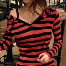 이노뱅크 ZHD1437 패션 캐주얼 스트라이프 후드 롱 원피스