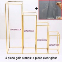 결혼식 방명록 1/3PC 럭셔리 반짝이 골드 패션 환영 문 프레임 웨딩 플라워 아치 무대 벽 화면 배경 생일, 04 4pcs
