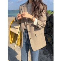 여성 헤링본 자켓 울 코트 캐주얼 두꺼운 따뜻한 겨울 긴 소매 싱글 브레스트 숙녀 모직 헤링본 패턴 블레이저