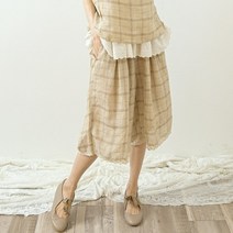 내추럴가든 레이스 체크 린넨 팬츠
