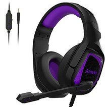 PS4 헤드셋 MH602 게이밍 Xbox One 스테레오 헤드폰 노이즈 캔슬링 인라인 컨트롤 부착 one PC 노트북 Mac용 (블랙 퍼플), 보라색