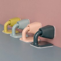 레이지데이즈 무타공 부착식 도어 스토퍼 문 고정 닫힘 방지 홀더 방문 쿠션 충돌 무소음 꺾임형 라이트블루, 1개