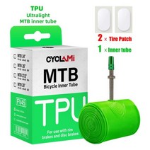 자전거튜브 로드자전거튜브 초경량 MTB 자전거 내부 튜브 TPU 소재 타이어 프렌치 밸브 산화 방지 사이클라미 26 27.5 29 인치 45mm, Presta 밸브, MTB 29, 1pcs TPU inner + 45mm