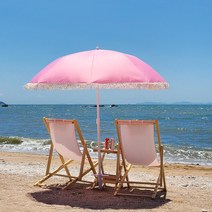 1.4M 핑크 감성 테슬 파라솔 캠핑 루프탑 테라스 야외 카페 비치, 핑크(받침대 포함)