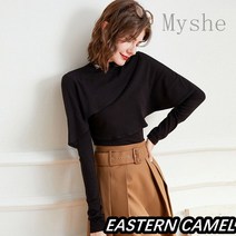 [Myshe]여성 봄 패션 캐주얼 티셔츠 케이프 언발 블라우스 juan302D5
