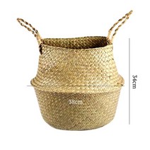 새로운 1 pc 접이식 수제 등나무 짠 꽃 바구니 해초 의류 보관 바구니 홈 장식 꽃 바구니, 협력사, 새로운 38x34cm
