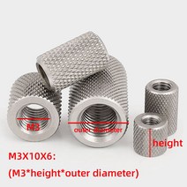 M3 M4 M5 M6 M8 M10 M12 304 스테인레스 스틸 길쭉한 원통형 너트 널링 손으로 조여진 메쉬, 304 stainless steel_M10x15x16