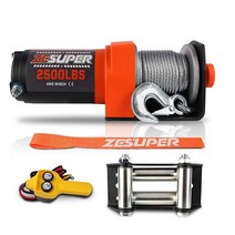 ZESUPER 1134kg(2500파운드) 12V DC 전기 윈치 스틸 케이블 오프로드 방수 UTV ATV 보트 수정 차량 키트 휴대용 리모컨 426106, Steel Cable_4500LBS