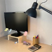 심플 원목 컴퓨터 모니터 노트북 선반 받침대 1단 미니, 소나무 원목