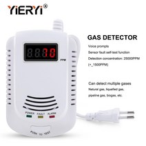 Yieryi 홈 독립형 플러그인 가연성 가스 감지기 LPG LNG 석탄 천연 가스 누출 경보 센서 음성 경고 경보 센서, 한개옵션0