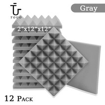 가설방음벽 TOUO어쿠스틱 폼 12 Pcs 스튜디오 흡음 소재 피라미드 방음 패널 도어 벽 절연 난연제 방음성, Gray+Medium Density+12 Pcs Wit
