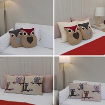 생활애 패브릭 부엉이 쿠선/쇼파 등받이 방석 쿠션 K, 01_부엉이 얼굴쿠션(레드)