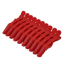 헤이져 악어 집게핀 실리콘 헤어 클립 미용실 미용핀셋 무광 NON SLIP, 빨강색, 10개