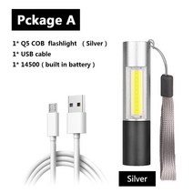 초강광led손전등 야외용고휘도손전등 연기투시랜턴 미니 led 손전등 usb 충전식 3, 패키지, 협력사