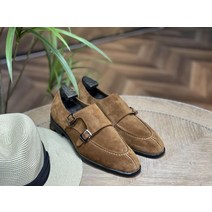 더블몽크스트랩 남자 소가죽 수제화 스웨이드 유팁 버클 F33