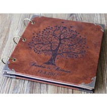 웨딩앨범 포토앨범 10 인치 사용자 정의 빈티지 새겨진 PU 레이저 가죽 사진 블랙 페이지 스크랩북 북, 50sheet coffee paper