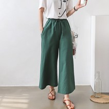 데일러뷰 린넨면 끈 통 밴딩 팬츠 마바지 와이드 여름 바캉스 휴가 여성 여자