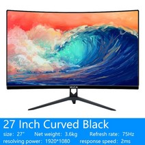 32인치 모니터 4k 2427 인치 곡선 75 컴퓨터 데스크탑 화면 게임 디스플레이 패널 1080 -, 27곡선 검정