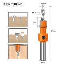 목공 스텝 드릴 카운터 싱크 라우터 비트 세트 8/10mm 생크 HSS 나사 추출기 목재 밀링 커터용 Remon 철거, [03] 3.2mmX8mm