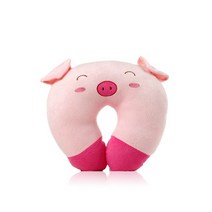 부드러운 장난감 머리 받침 베개 머리 보호 자동차 안전 좌석 목 지원 베개 유모차, 분홍 돼지