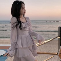 DFMEI 포켓몬 연애 포수 레이스 허리 걷기 선녀 케이크 스커트 부드러운 바람 원피스 초봄