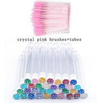 속눈썹 익스텐더 일회용 눈썹 브러쉬 재사용 가능한 별도 튜브 디자인 매력적인 꽃 바닥 마스카라 스틱 어플리케이터, [05] crystal pink, [02] 10pcs with tubes