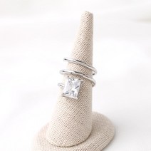 여자 사각 큐빅 스프링 미니멀리즘 청순한 반지