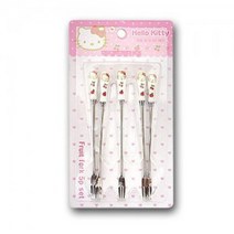 BFU381448헬로 키티 과일 포크 디저트 포크 간식 커트러리 5P