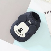 겨울 가을 미키마우스 조끼 패딩 강아지 고양이 방한, 네이비