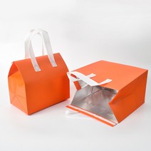 부직포 알루미늄 호일 보온백 바베큐 케이터링 겉포장봉투 디저트 케이크 밀크티 핸드백 도톰, 오렌지(500개), 12*11*26(싱글컵)