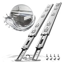 미닫이문레일 스테인레스 스틸 서랍 슬라이드 전체 확장 금속 볼 베어링 주방 3 섹션 방수 캐비닛 러너 글라이드, 03 20 pairs, 01 150mm