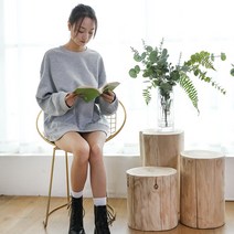 통나무 스툴 의자 나무 그루터기 단단한 부두 라운드 로그 기본 의류 매장 앉아 가정용 커피 테이블, 높이 40 구경 21-24cm
