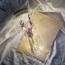 [프렌치로즈]6타입 LED 코르크 유리병 기념일 선물 꽃 편지지 세트, 핑크드라이플라워