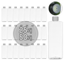 [50개묶음판매] 스킨캡 단마개용기 120ml 150ml 200ml 250ml 300ml 500ml 공병 화장품 소분 용기, 500ml 각투명용기, 검정캡, 50개