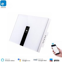 홈오토메이션 US 4 갱 벽 조명 스위치 WiFi 스마트 eWelink 앱 제어 유리 패널 터치 Alexa Echo 호환, 04 US 1gang