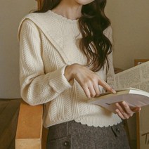 [마이더스비] 메라 물결 카라 뜨개 니트