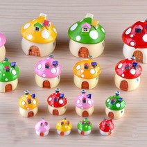 4pcs 미니 버섯 집 미니어처 정원 액세서리 다채로운 마이크로 풍경 요정 정원 미니어처 장식 공예, 분홍, M