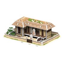 아동완구 페이퍼락 3D 입체퍼즐 초가집 만들기 학습 어린이집 유치원 놀이 교구