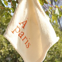 더윗시 유럽풍 도톰한 레터링 자수 고리 주방 수건, 1개, C.아이보리(오렌지)