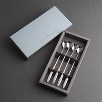 인스푼 엔젤하트 4P 롱티스푼 콤비 이니셜답례품 돌잔치답례품, 인쇄함,파랑도트, 롱티스푼만4