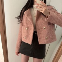 (2온스 누빔안감) 더블 골드버튼 부클 숏 자켓