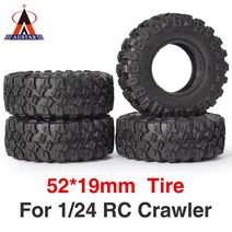 AUSTAR 4PCS 고무 바퀴 타이어 5219mm 124 RC 크롤러 자동차 축 방향 SCX24 90081 RGT