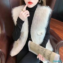 Cwadun 여성의 새로운 여우 모피 진주 조끼