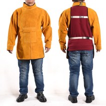 용접용 볼레로 전신 작업복 금형 소가죽 방열 내산복, 옐로우 터틀넥 85cm(안감), xxl